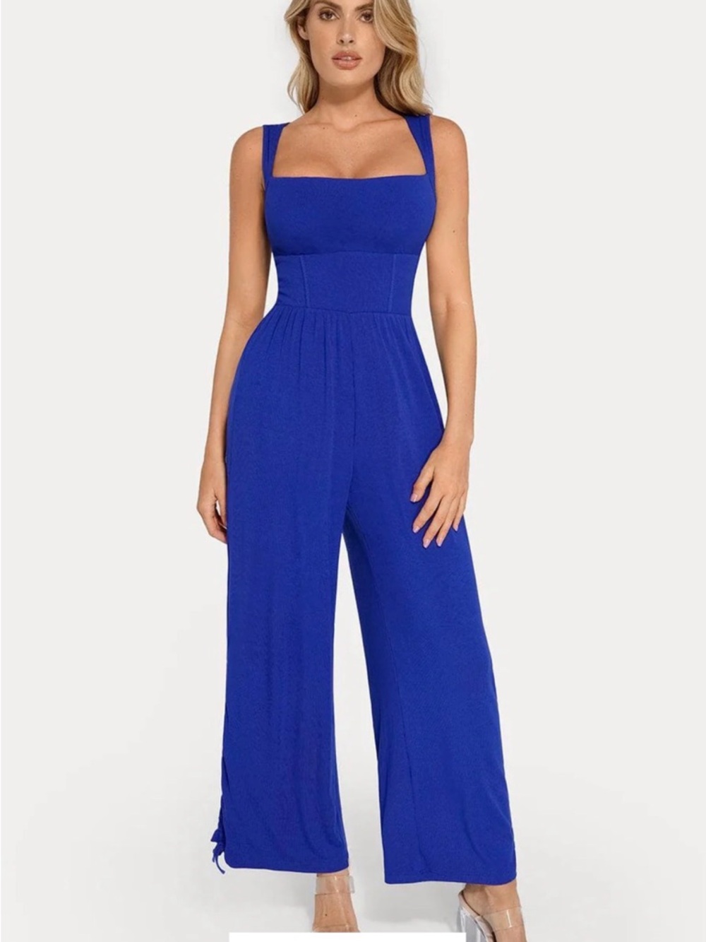 Popilush Shapewear Square Neck Tummy Control Wide-Leg Jumpsuit